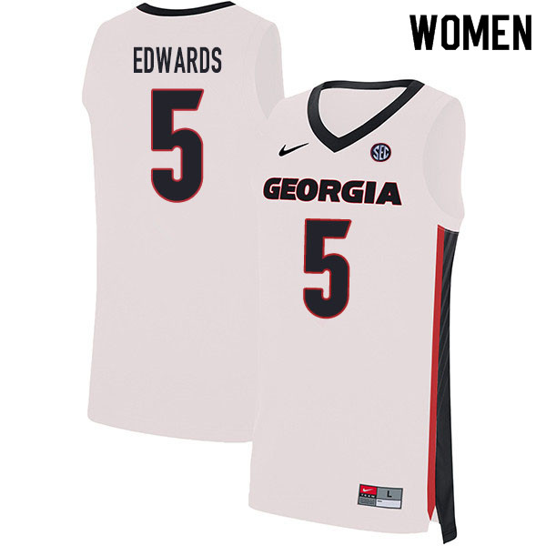 2020 Women #5 Anthony Edwards Georgia Bulldogs College Basketball Jerseys Sale-White - Click Image to Close